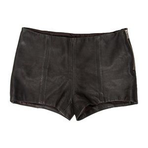 Veda Leather Mini Shorts Dark Green/Black XS